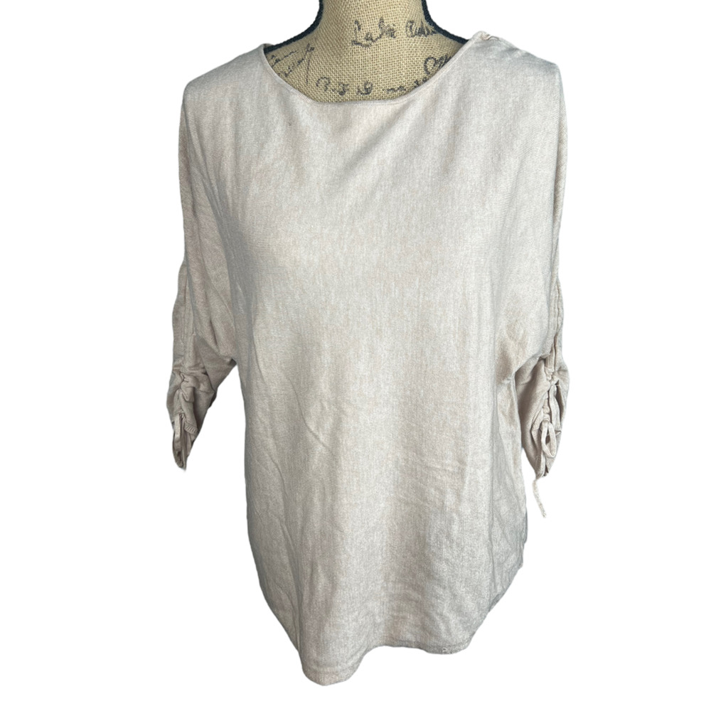 NWT Max Studio Ruched Sleeve Scoop Neck Top Small